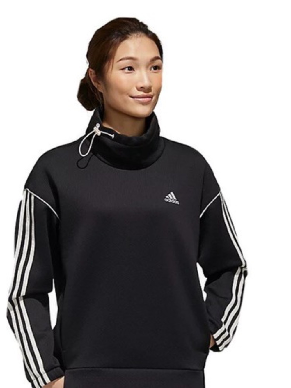 adidas Womens Black Aero Ready Intuitive Warmth Pullover Sweatshirt Funnel Neck